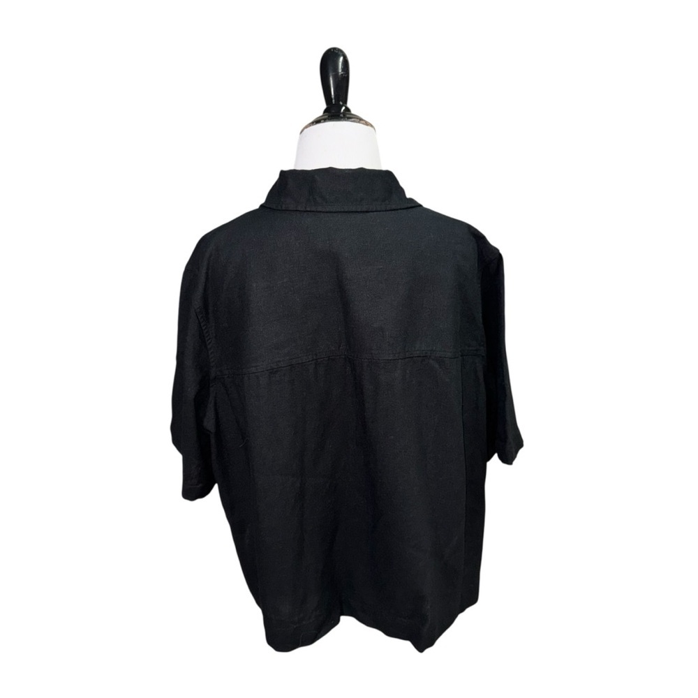 Universal Thread Women's L Large Cropped Button Down Top Linen Blend Black - Picture 5 of 6